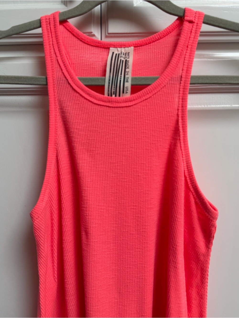 Free People Hot Pink Orange Ribbed Tank Top Size Small - Picture 3 of 8
